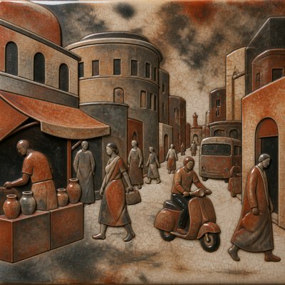 urban street with city activity
