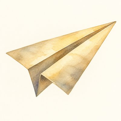 a paper plane, clean minimal composition on a plain background, no text