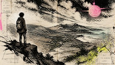 sweeping panoramic landscape with a dramatic sky