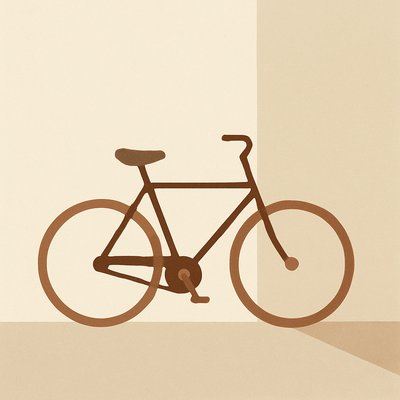 bicyle resting against a wall
