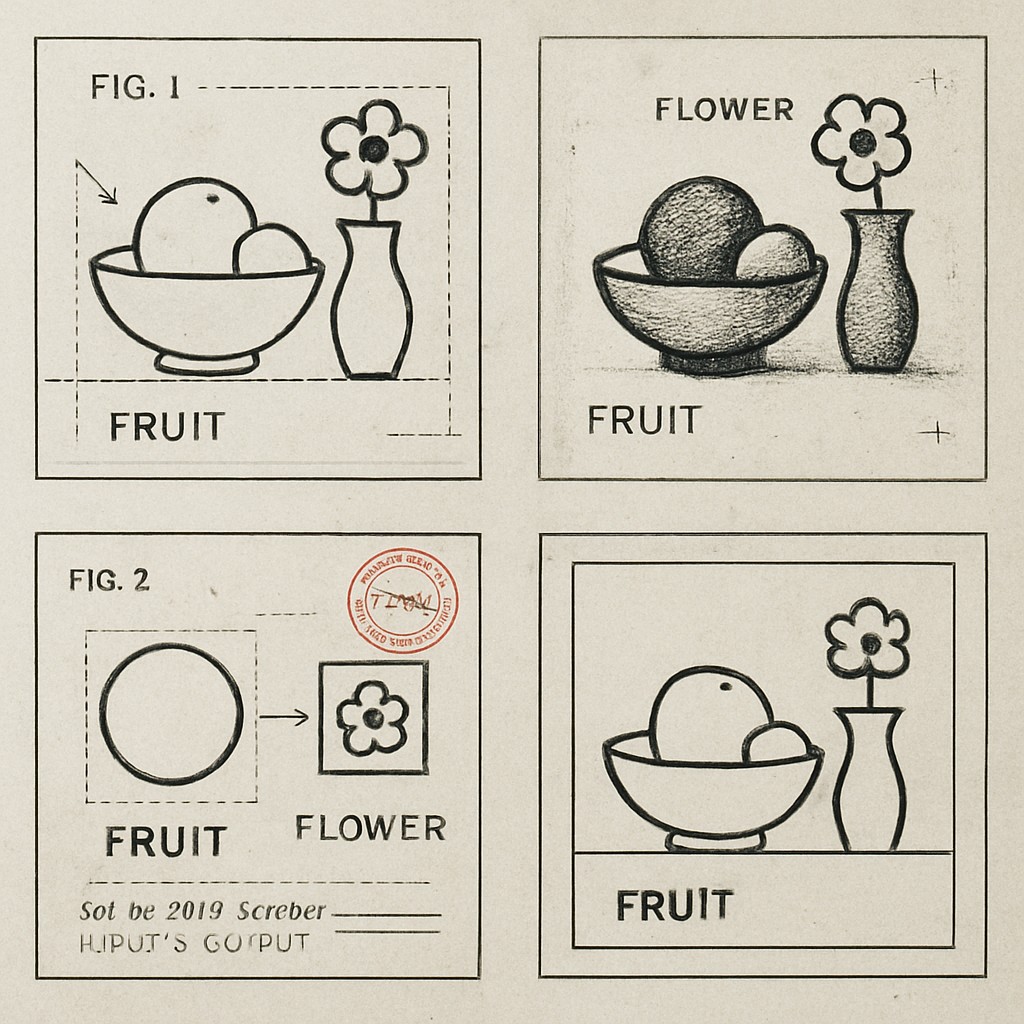 still life arrangement of fruits and flowers