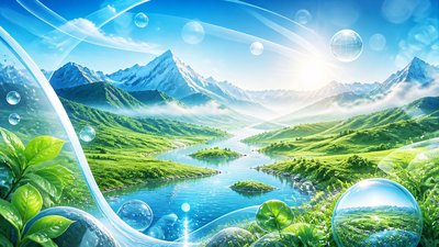 a vast valley with a river winding toward distant mountains at sunrise, no people, no text