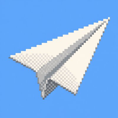 a paper plane, clean minimal composition on a plain background, no text