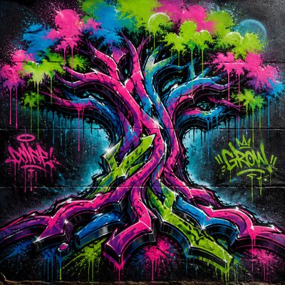 a tree in nature — Graffiti Art Style