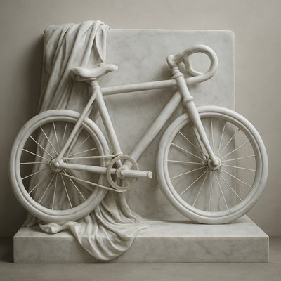 bicyle resting against a wall