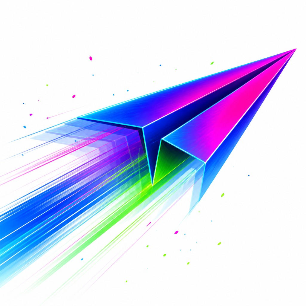 a paper plane, clean minimal composition on a plain background, no text