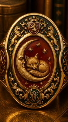 a sleeping baby fox curled on a crescent moon among soft stars, gentle and warm, no text