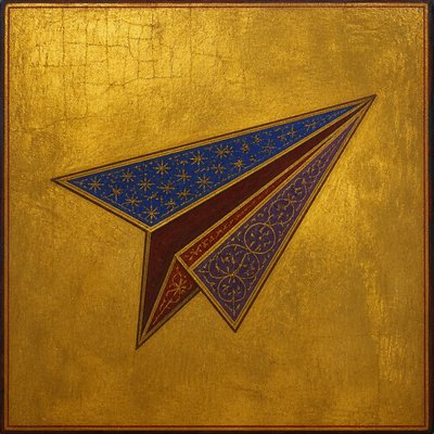 a paper plane, clean minimal composition on a plain background, no text