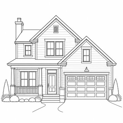 house with front view — Line Art Style