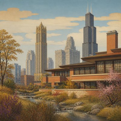 wide landscape with natural scenery — Chicago Art Style