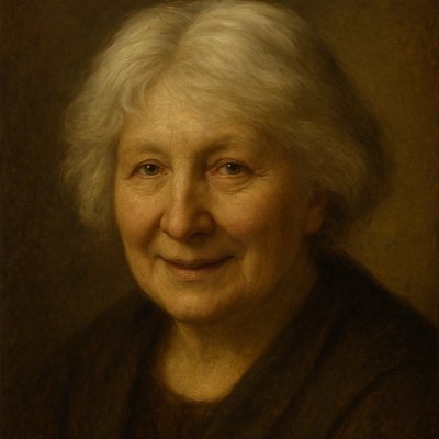 a portrait of an old woman with white hair