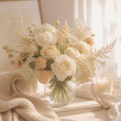 bouquet of flowers in a glass vase