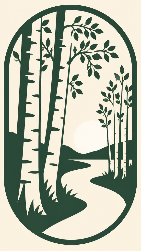 a serene birch forest in soft morning light, no people, no text