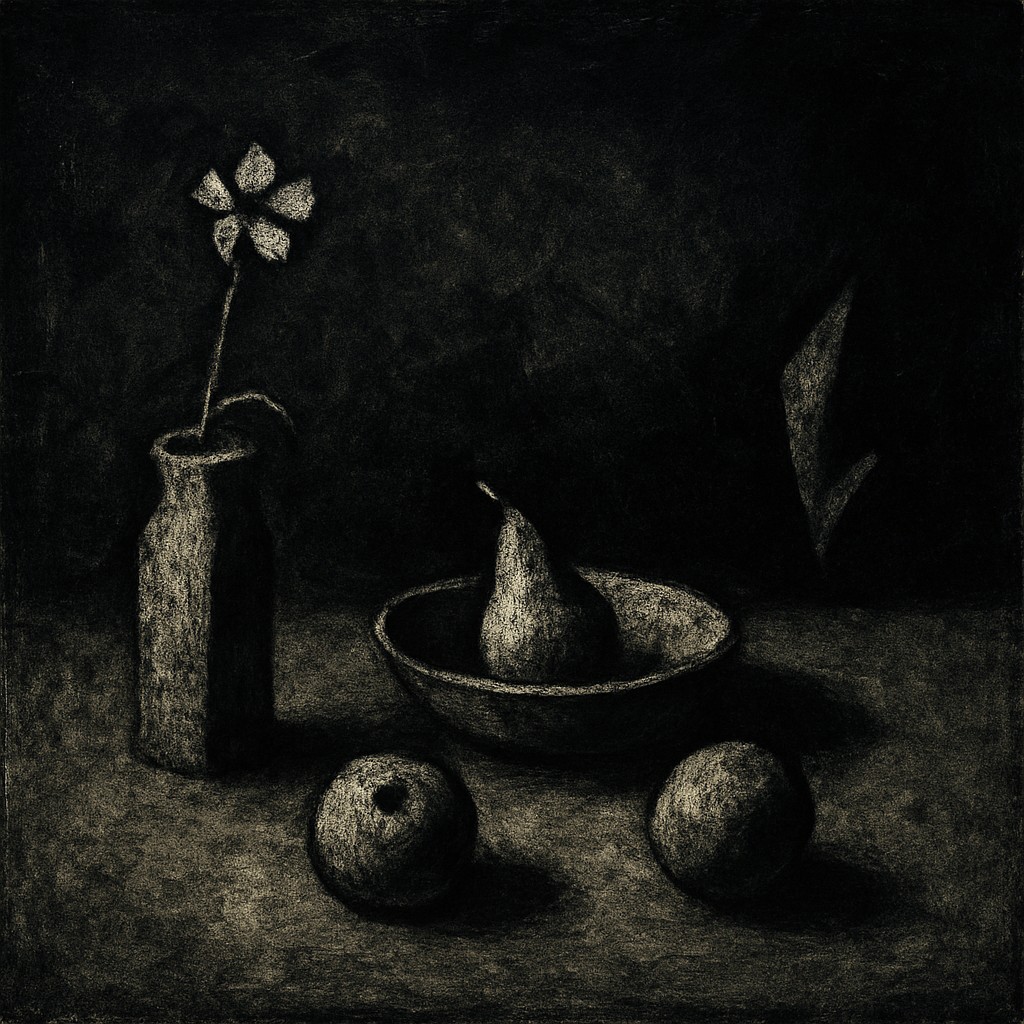 still life arrangement of fruits and flowers