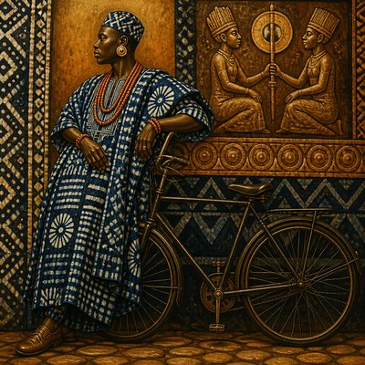 bicyle resting against a wall