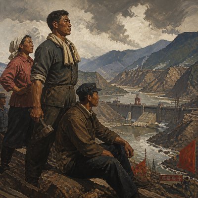 wide landscape with natural scenery — Social Realism Art Style