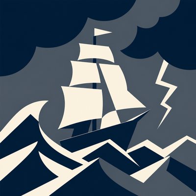 sailing ship on a stormy sea