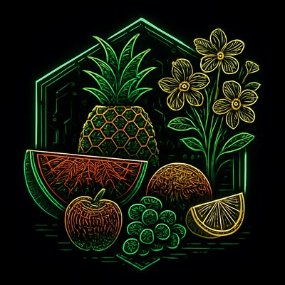 still life arrangement of fruits and flowers