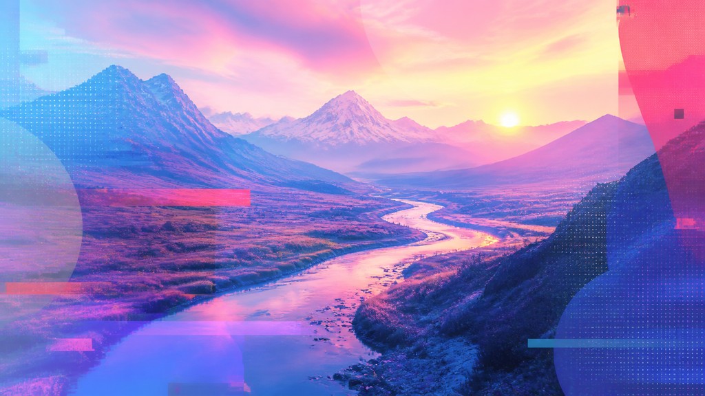 a vast valley with a river winding toward distant mountains at sunrise, no people, no text
