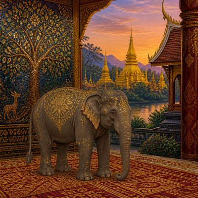 animal standing in natural pose — Lao Art Style