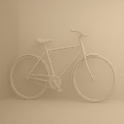bicyle resting against a wall