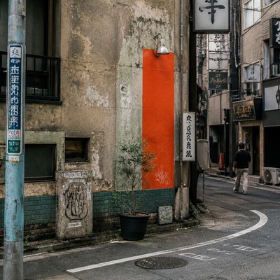 urban street with city activity