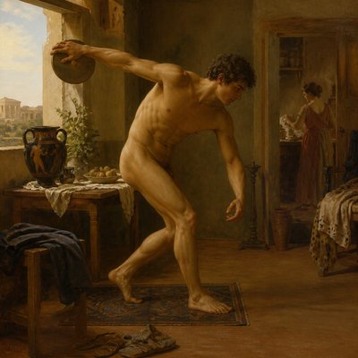greo-roman ignudi discus thrower