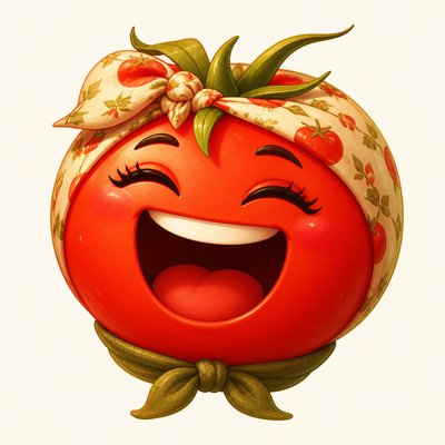 an exaggerated laughing face of an original round mascot character, bold and readable at small size, plain background, no text