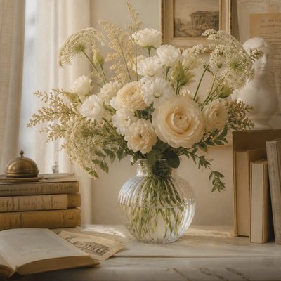 bouquet of flowers in a glass vase