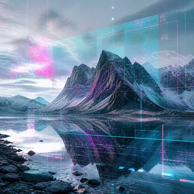 serene landscape with mountains and water