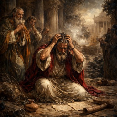 “And when I heard this thing, I rent my garment and my mantle, and plucked off the hair of my head and of my beard, and sat down astonied.” (Ezra 9:3, KJVA)
