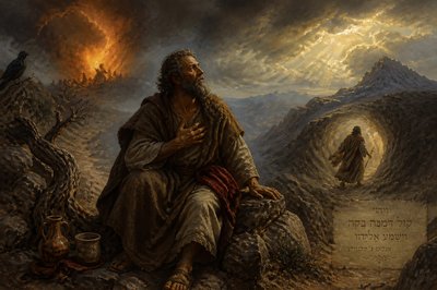 Elijah recognizing the still quiet voice of the Lord on Mount Horeb