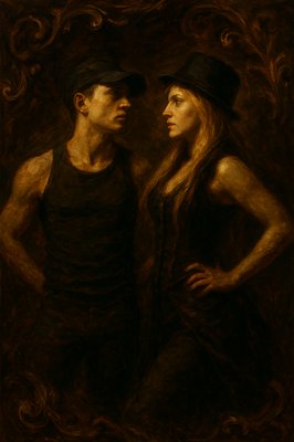 a painting of a man and a woman