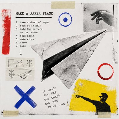 a paper plane, clean minimal composition on a plain background, no text