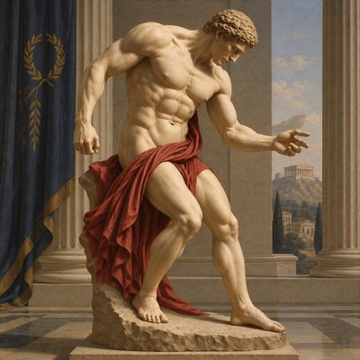 a statue of a man with a red robe on