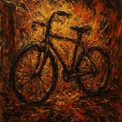 bicyle resting against a wall