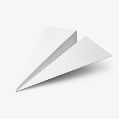 a paper plane, clean minimal composition on a plain background, no text