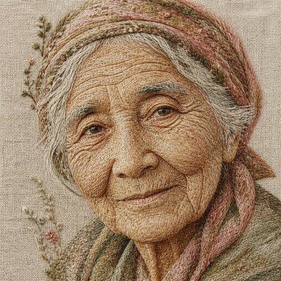 close-up portrait of an elderly person with expressive weathered features