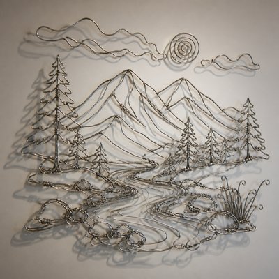 wide landscape with natural scenery — Wire Art Style