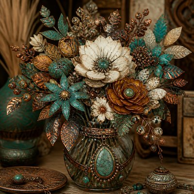 bouquet of flowers in a glass vase