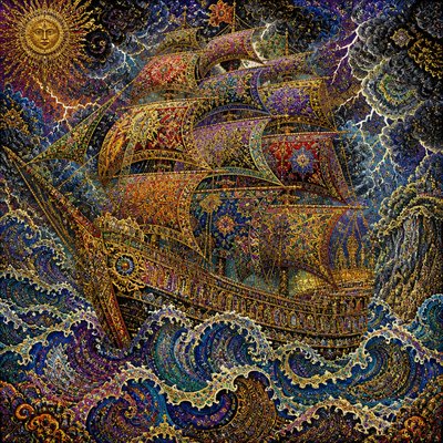 sailing ship on a stormy sea