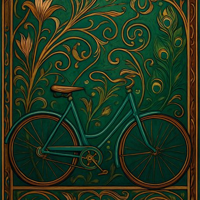 bicyle resting against a wall