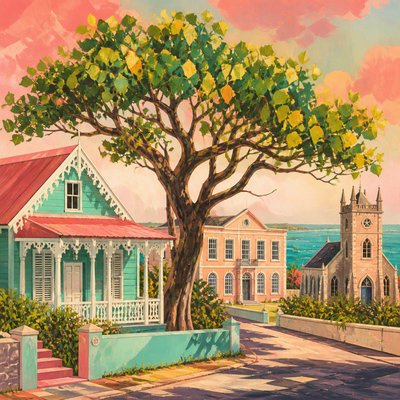 a tree in nature — Barbadian Art Style