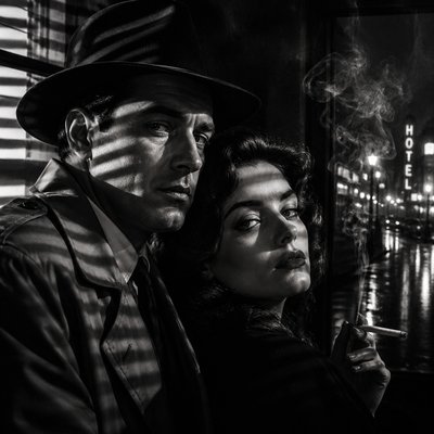 portrait of two people together — Film Noir Aesthetic
