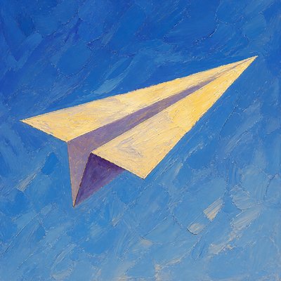 a paper plane, clean minimal composition on a plain background, no text