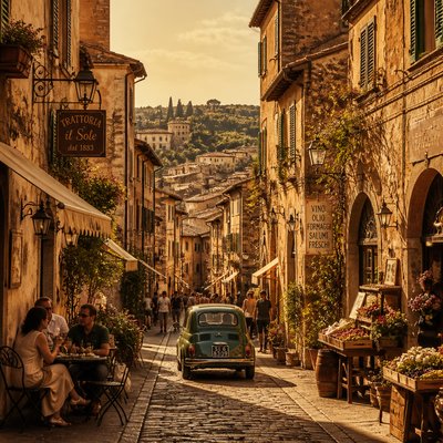 urban street with city activity — Tuscan Interior Design