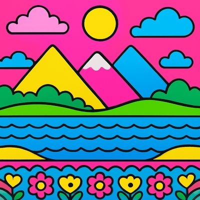 serene landscape with mountains and water