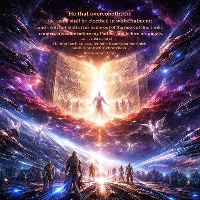 “He that overcometh, the same shall be clothed in white raiment; and I will not blot out his name out of the book of life, but I will confess his name before my Father, and before his angels. He that hath an ear, let him hear what the Spirit saith unto the churches.” (Revelation 3:5-6, KJV)
