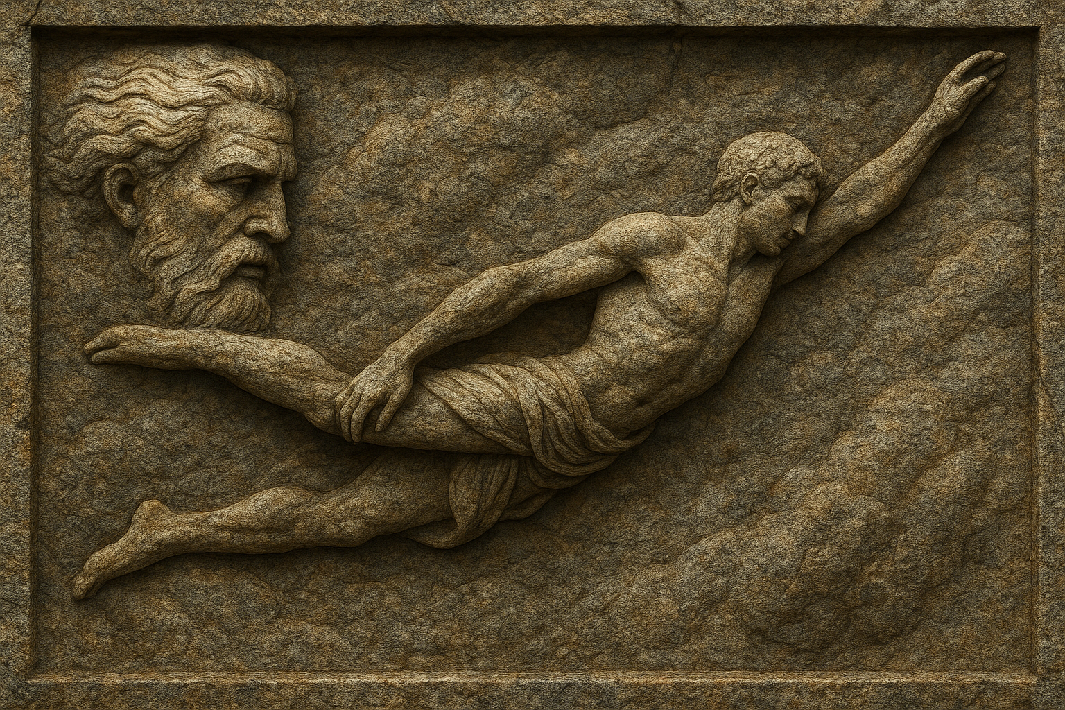 a statue of a man holding a woman