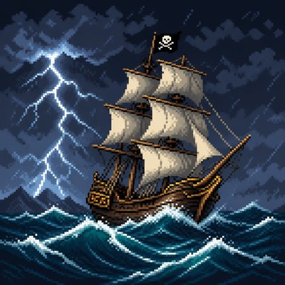 sailing ship on a stormy sea